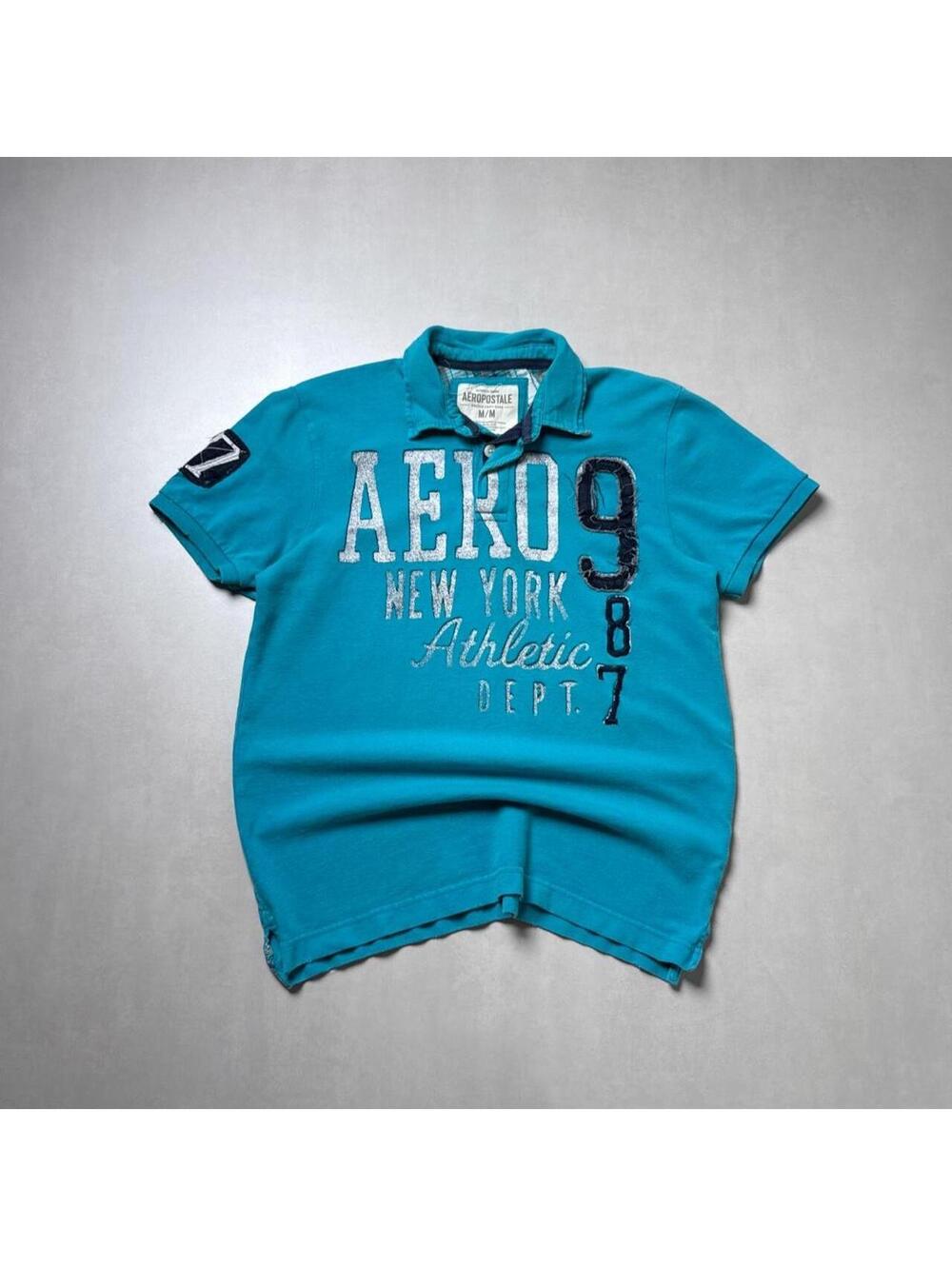 Y2K Aeropostale 00s blue polo grunge shirt Size M